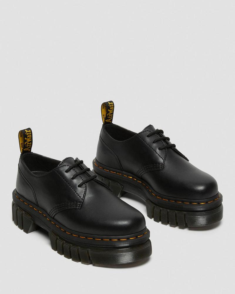 Dr Martens Audrick Nappa Læder Platform Sko Dame Sort | DK 391SGL
